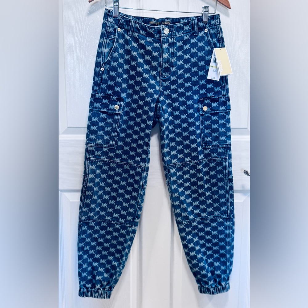 💙Michael Kors Blue Geometric Pattern Jeggings💙Size 4 EUC LIKE NEW💙